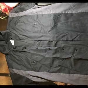 “Dickies” Black/Grey Striped Button Down